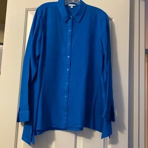 Eileen Fisher Irish Linen, Button Down, Collar Long Sleeved Shirt Size Small